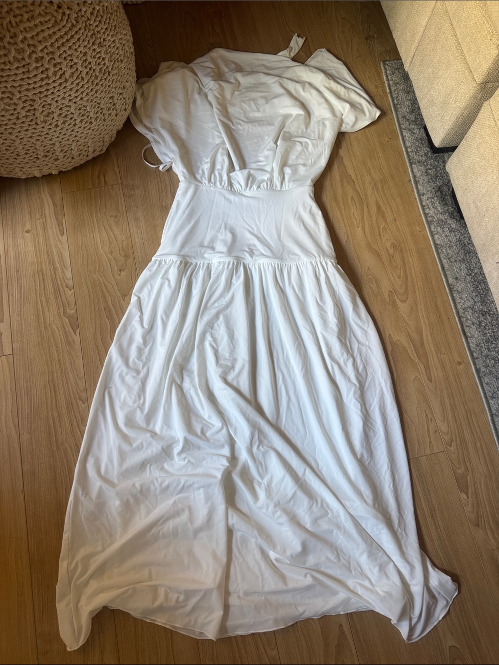 Meshki White Maxi Dress with Elastic Waist